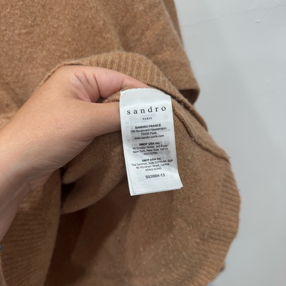 Sandro Cape Style Poncho Sweater Tan Wool Size 1 - Picture 5 of 11